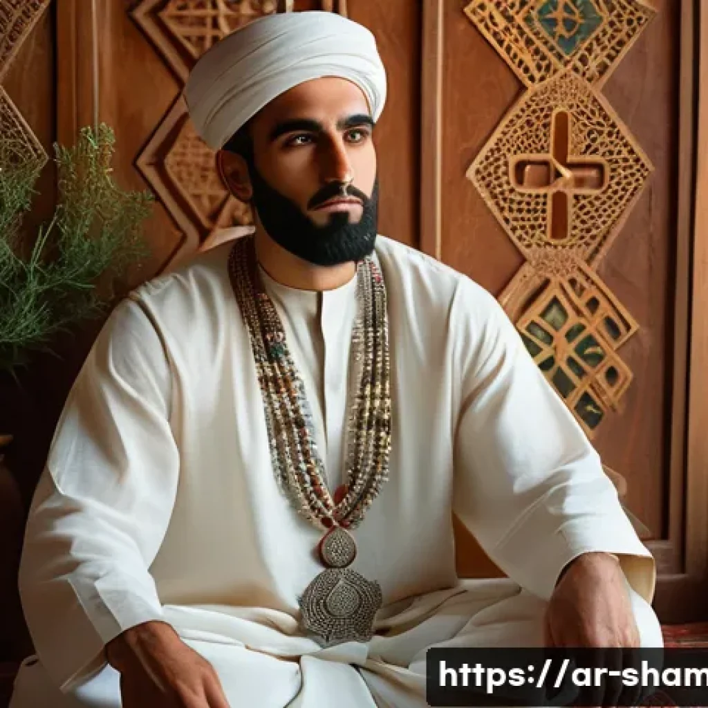 무속 신 내림 증상 - A thoughtful Middle Eastern man sitting quietly in a softly lit room, showing subtle signs of anxiet...